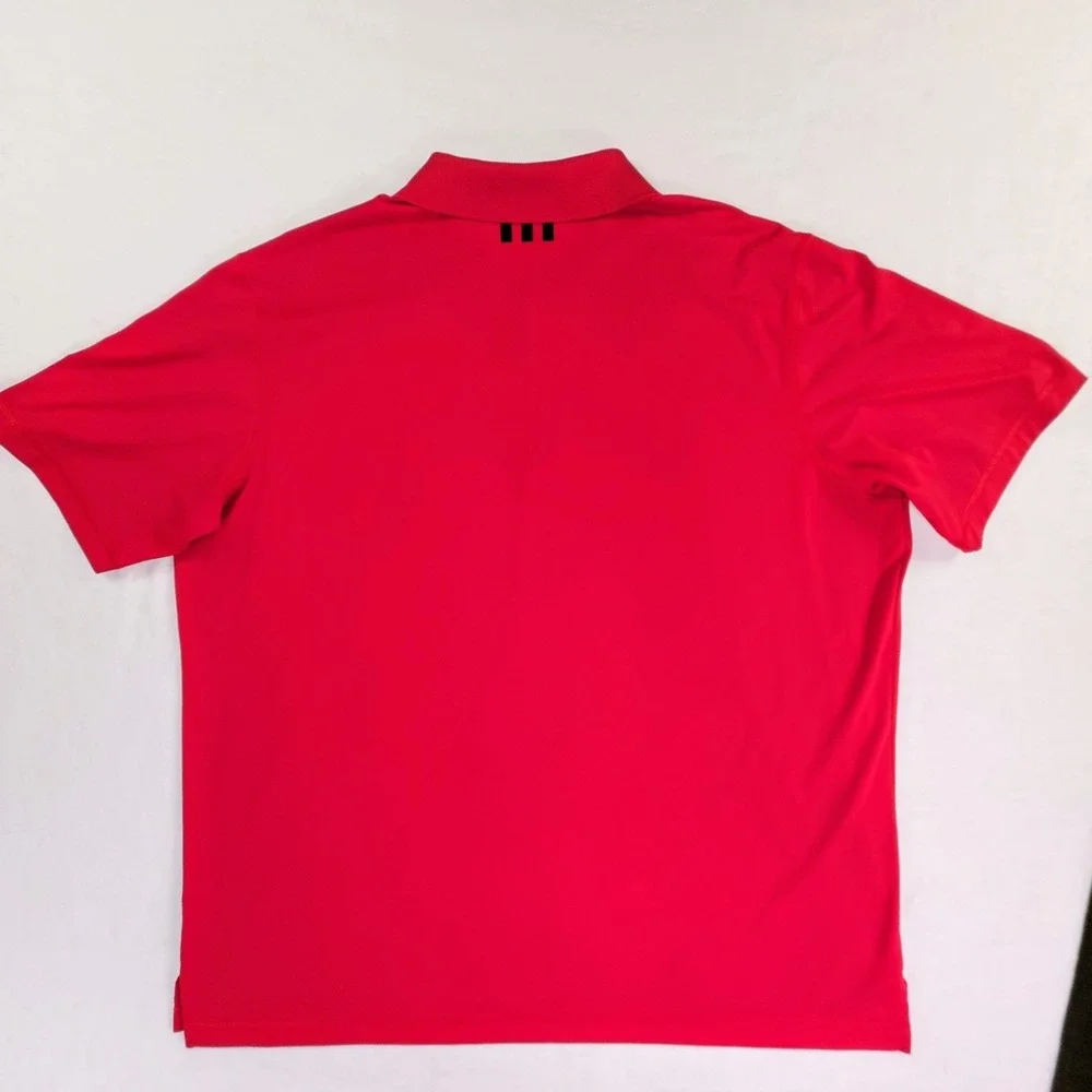 Adidas Golf Polo Shirt Mens 2X Red Performance Short Sleeve Three Button Placket